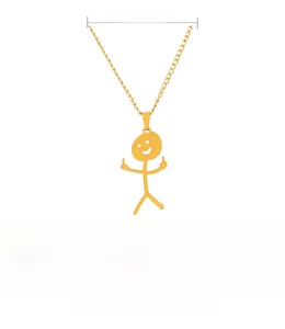 Vista detallada del collar dorado con colgante doodle y especificaciones técnicas