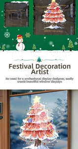 Détails des stickers statiques sapin de Noël et bonhomme de neige pour décoration de vitres