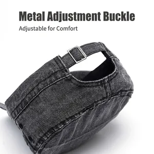Casquette en denim délavé gris avec boucle métallique réglable pour la protection solaire