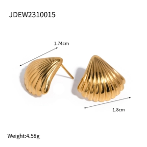 Golden starfish shell earrings in stainless steel with 1.8cm size and weight details