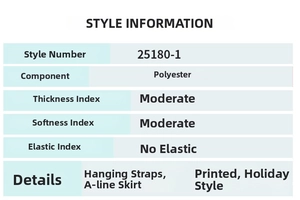 Guide des tailles et détails du tissu pour la robe trapèze fleurie avec spécifications