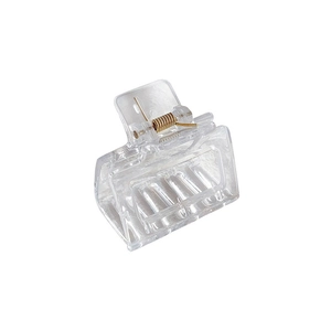 Minimalist large transparent shark hair claw clip with golden metal spring for women