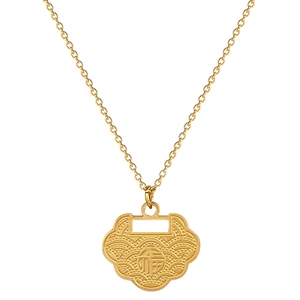 Minimalist titanium steel gold necklace featuring a traditional auspicious cloud lock pendant
