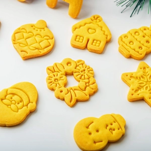 Japanese Christmas cookie mold set featuring Santa, gingerbread man and snowflake shapes