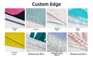 Detail showing eight types of fabric edge finishes including fringe and pom-pom borders