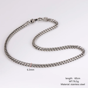 Detailed view of 6.3mm silver woven chain necklace made of premium stainless steel