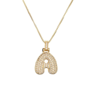 Sparkling gold necklace featuring a zircon micro-paved capital letter A pendant for women