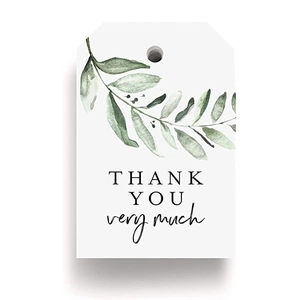 Leaf design gift tags with Thank You text and pre-punched hole for party favors