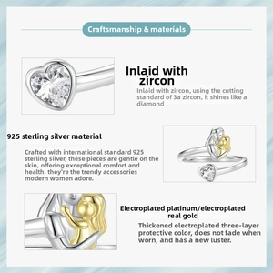 Macro shot of 925 sterling silver ring showing the 3A heart zircon and plating detail