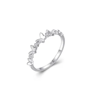 925 Sterling Silver Butterfly Ring Micro Inlaid Zircon Delicate Fashion Jewelry For Women Elegant Polished Finish