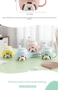 Ceramic hedgehog mug with 12.7cm width dimensions and paw-top stirring spoon detail