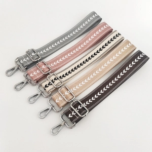Adjustable nylon shoulder straps with colorful arrow pattern and silver metal buckles