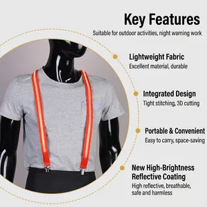 Luminous orange LED reflective suspenders for high visibility safety in night outdoor sports