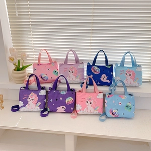 Kids Crossbody Bag Cartoon Unicorn Pumpkin Print Canvas Handbag With Adjustable Strap For Toddlers Girls Boys