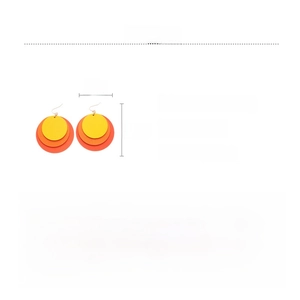 Detailed technical diagram showing dimensions of layered round wooden earrings