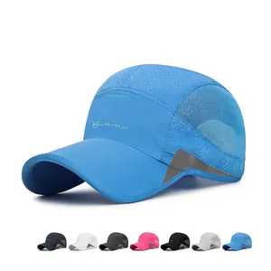 Quick Dry Baseball Cap Breathable Mesh Outdoor Running Hat With Reflective Accents Adjustable Sunshade Polyester Sporty