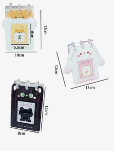 Three-pack desktop PVC mini photocard albums with animal-shaped covers and rings