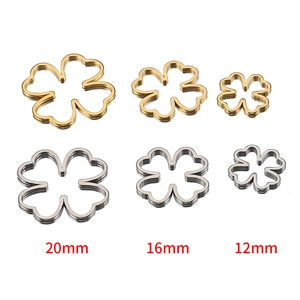 Golden and silver stainless steel four-leaf clover hollow pendants in three sizes for DIY