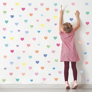 Colorful macaron heart wall stickers for nursery and bohemian style kids room decor
