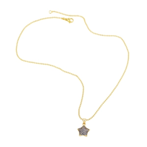 Collana a sfere dorate con ciondolo a stella blu incastonato a pavé raffinato