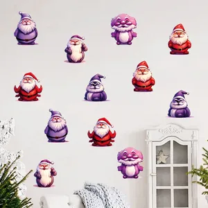 Cartoon Santa Claus wall stickers in various colors for festive Christmas room decoration