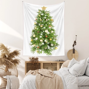 Dettaglio di un arazzo con albero di Natale decorativo per la parete della camera