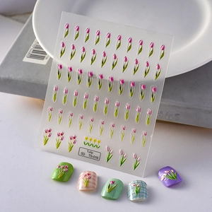 Autocollants Ongles Tulipe Gaufrés 5D Relief 3D Pétale Fleur Auto-Adhésif Décoration Manicure Femmes Style Frais