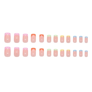French tip press on nails in vibrant pastel colors 24pcs set for women summer