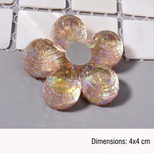 Sparkling champagne gold flower nail art stand with colorful sequins 4x4cm size