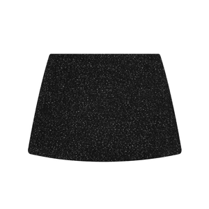 Mini-jupe en tweed noir pour femme avec texture tricotée mouchetée et coupe classique
