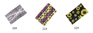 Detailed view of elastic headbands featuring ethnic patterns and floral print designs