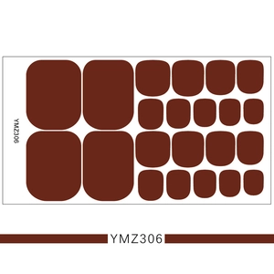 Detailed view of dark brown solid color full cover toe nail stickers set style YMZ306
