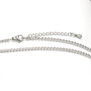 3mm silver stainless steel curb chain necklace with lobster clasp and extension