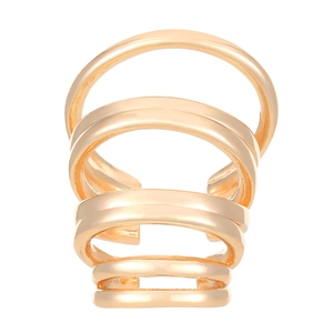Minimalist multi-layer gold stackable ear cuff with a modern hollow metal spiral design