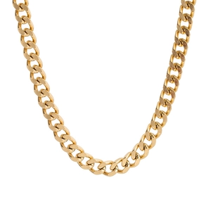 Collier à mailles gourmette en acier titane doré poli pour un style urbain tendance