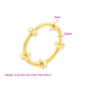 Detailed view of the industrial gold nut ring with measurements and size options