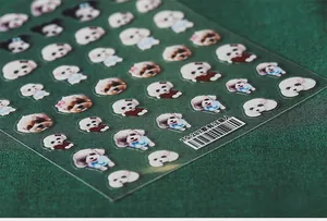 Detailed close-up of TS-287 3D pet dog nail art stickers with cute puppy illustrations