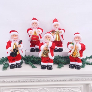 Set of five musical Santa Claus figurines with various instruments for Xmas home decor