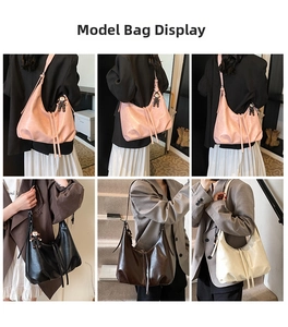 Hobo crescent shoulder bag with tassel and plush keychain in four chic colors