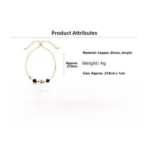 Detailed technical drawing of the adjustable gold bracelet with black zircon square accents