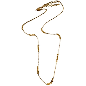 Adjustable golden stainless steel necklace featuring minimalist beaded square cube accents