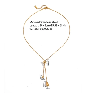 Gold stainless steel snake chain necklace with water drop pendant on white background