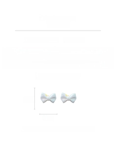 Detail view of acrylic bow earrings showing 2.5cm size and 1.9g weight specifications