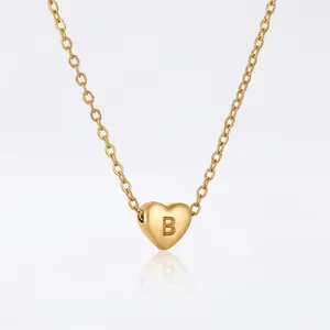 Collier Lettre Initiale Cœur En Acier Inoxydable Plaqué Or Pendentif Lettre Gravée Bijoux Minimalistes Pour Femmes Filles
