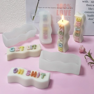 DIY wavy lettered scented candle silicone mold with creative get lit relief design