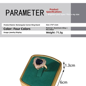 Detailed size chart for the aluminum and microfiber ring display stand showing dimensions