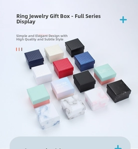 Top view of multi-style jewelry gift boxes for rings and earrings in various colors