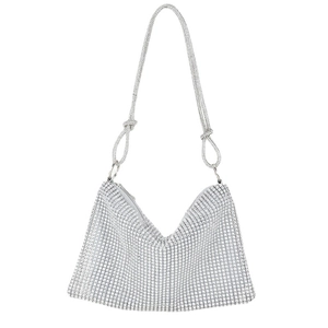 Sparkling silver rhinestone knotted hobo bag with crystals for elegant evening parties