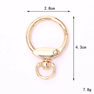 Gold zinc alloy swivel spring hook for bags with 2.8cm diameter and 4.3cm length