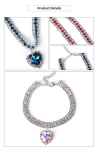 Detail view of heart pendant pet collar with lobster clasp and adjustable chain